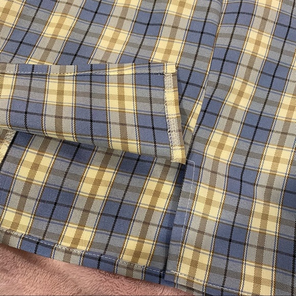 Blue and Yellow Plaid Skirt with Slit - Picture 2 of 7